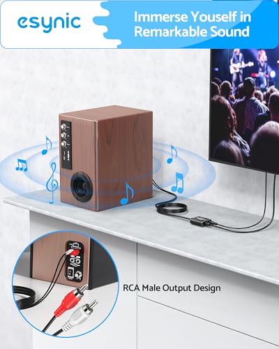 eSynic 192KHZ Optical to RCA Adapter-Built-in DAC Chip-USB Power