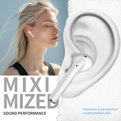APETOO Earbuds Covers/Caps with Hook for Earpods, Soft Silicone Earplugs | with Flexible Wings Ear Loops for Airpods 1&2, Half In-ear Earbuds, 1 Pair, Transparent-White/Translucency