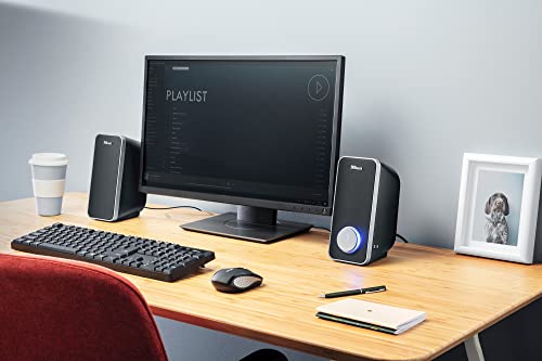 Trust Arys 2.0 PC Speakers, 28 W Peak Power, 3.5 mm Aux, USB Powered, Volume Control, Headphone Connection, Stereo Computer Speaker Set for Desktop, Laptop, Tablet, Phone - Black [Amazon Exclusive] - style: Original 2.0