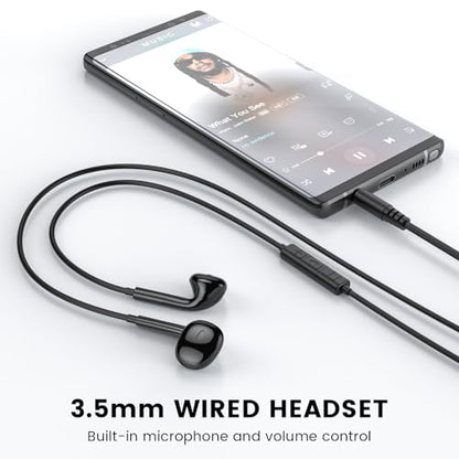 MOSWAG Wired Earbuds, 3.5mm Jack in-Ear Headphones with Microphone Volume Control Clear Calls Suitable for iPhone, iPad, Samsung, Computer, Laptop, School Students, Black - color: Black, size: 1 pack
