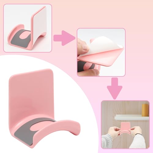 Pink Headphone Stand Hanger, Table Wall Mount Headset Holder Hook | 1Pcs ABS Plastic Adhesive Earphones Hangers for Desk Headphone Hanger, Most Headphones and Controller - color: Pink, size: Wall Mount