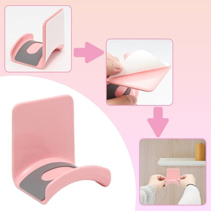Pink Headphone Stand Hanger, Table Wall Mount Headset Holder Hook | 1Pcs ABS Plastic Adhesive Earphones Hangers for Desk Headphone Hanger, Most Headphones and Controller - color: Pink, size: Wall Mount