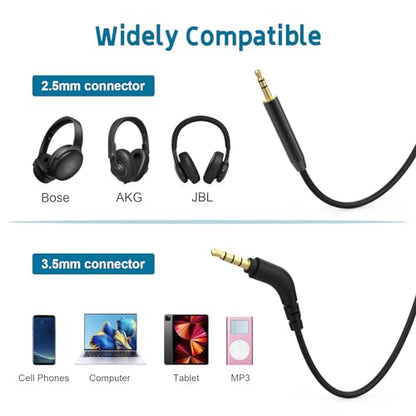 Airplane Headphone Adapter Comes with 2.5mm to 3.5mm Male Audio AUX Cable, Golden Plated 3.5mm Jack for Airplane/Home TV/Gym/Boats/Car, Foldable Single/Double Gold Plug