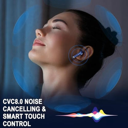 Wireless Earbuds, Bluetooth 5.4 Headphones, LED Power Display, Bass Stereo | Ear Buds, Bluetooth Earbuds, in-Ear Noise Cancelling Mic, 40H Playback Mini Case, IP7 Waterproof Sport Earphones, Android iOS - color: Oriental Blue