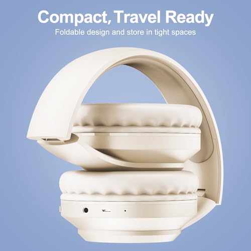 X5 Rechargeable & Portable FM Radio Headphones (Beige) - color: Beige
