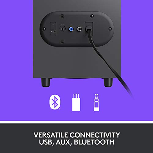 Logitech Z407 Bluetooth Computer Speakers with Subwoofer and Wireless Control, Immersive Sound, Premium Audio with Multiple Inputs, USB Speakers | Wireless control, immersive sound, premium audio, multiple inputs, USB connection