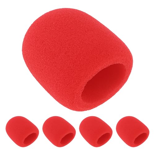 5pcs Foam Mic Cover Handheld Microphone Windscreen, Microphone Cover Foam Mic Covers, Microphone Cover Protection (Red) - color: Red