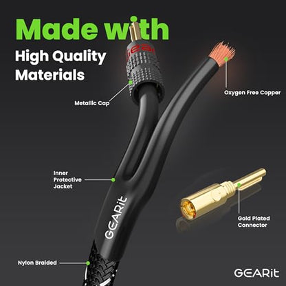 GEARit 12 Gauge Speaker Wire Banana Plugs CL2 Rated in-Wall 15 Feet Black - color: Black, size: 15 Feet