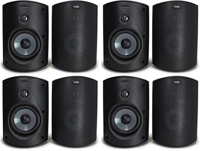 Polk Audio Atrium 6 All-Weather Outdoor Speakers with Bass Reflex Enclosure (Pair, Black), Broad Sound Coverage, Speed-Lock Mounting System (Pack of 4) - color: Black, size: 4 Speakers, style: Atrium 6
