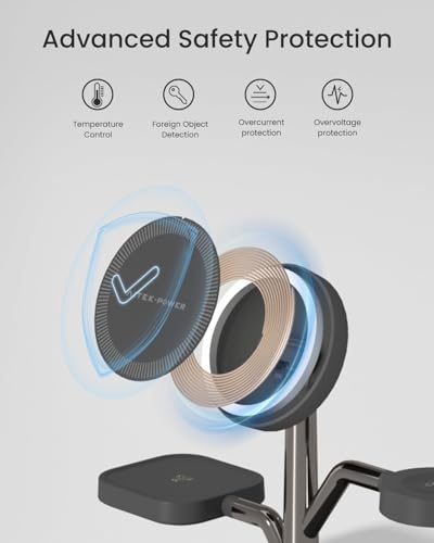 Wireless Charger, 3 in 1 Magnetic Charging Station for Apple Device | Fast Charging Tree-Shaped Stand with 20W Adapter, Qi-Certified Charger for iPhone 12-17 Series, Apple Watch, AirPods