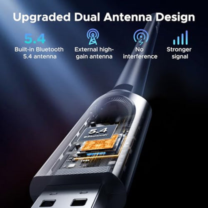 UGREEN 2-in-1 USB Bluetooth WiFi Adapter, AX900 + BT 5.4 WiFi 6 Adapter | 6dBi High Gain Antenna, 5GHz/2.4GHz Dual Band, Built-in Driver for Windows 10/11, for Desktop PC Laptop