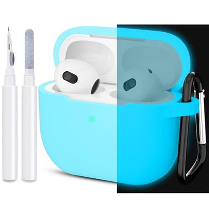Compatible with AirPods 3 Case, Protective Silicone Cover for AirPods 3rd Generation Case 2021, Wireless Charging - Fluorescent Blue - color: C-Fluorescent Blue
