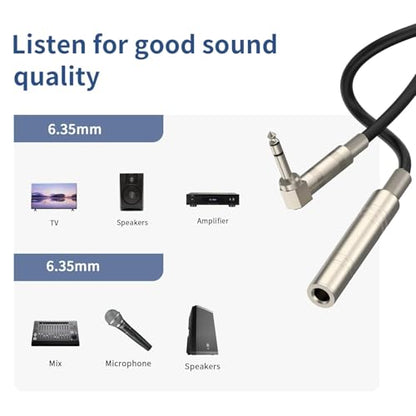 Right Angle 6.35mm TS to XLR Female, 1/4" TRS to XLR 3Pin Female,for Speakers, Stage, DJ and More,Right Angle 6.35mm TRS Stereo Male to Female Audio Cable,(3.3 FT 2Pack) - style: Right Angle 6.35mm TRS Stereo Male to Female Audio Cable,(3.3 FT 2Pack)