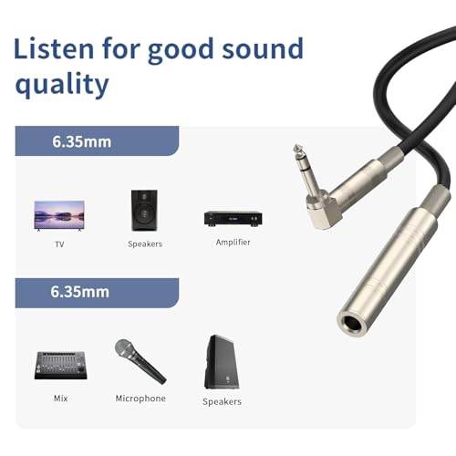 Right Angle 6.35mm TS to XLR Female, 1/4" TRS to XLR 3Pin Female,for Speakers, Stage, DJ and More,Right Angle 6.35mm TRS Stereo Male to Female Audio Cable,(6.6 FT 2Pack) - style: Right Angle 6.35mm TRS Stereo Male to Female Audio Cable,(6.6 FT 2Pack)