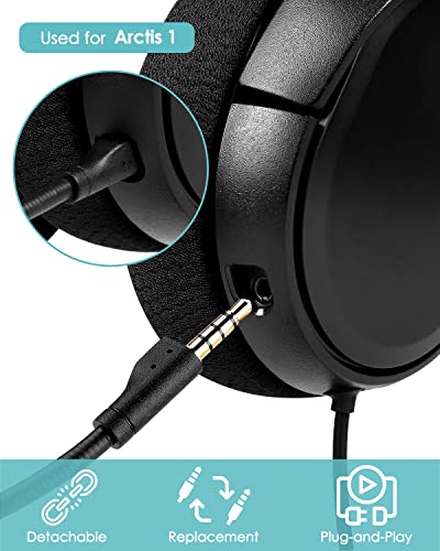 AKKE Mic Replacement Compatible with SteelSeries Arctis 1 3.5mm Jack Detachable Microphone Boom Noise Cancelling for Gaming Headsets
