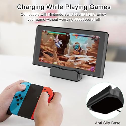 아이폰 15/16, 갤럭시, 구글 픽셀, LG, HTC 등을 위한 USB C 폰 도크 스테이션, 책상 나이트스탠드용 휴대폰 충전 스탠드 크래들, 스위치/스위치 라이트용 USB C 충전 도크 스탠드