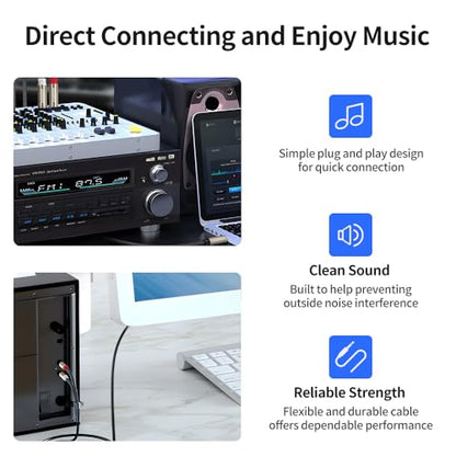 1/8 to Dual 1/4 Stereo Audio Cable 6.6 Feet /2M 3.5mm TRS Male Mini Jack to Dual TS 6.35mm Male Jack Mono Y Splitter Cord Adapter, Double Shielded with Braiding - size: 6.6 Feet /2M