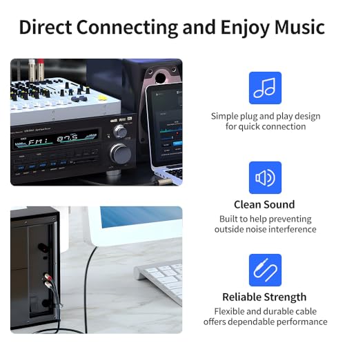 1/8 to Dual 1/4 Stereo Audio Cable 16 Feet /5M 3.5mm TRS Male Mini Jack to Dual TS 6.35mm Male Jack Mono Y Splitter Cord Adapter, Double Shielded with Braiding - size: 16 Feet /5M