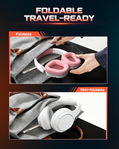 NUBWO Wireless Gaming Headset for PS5, PC, PS4 - Dual 2.4G & Bluetooth Simultaneous Gaming Headphones, EQ Sound Modes, Noise-Canceling Mic, 80-Hour Battery, Comfortable Foldable & Travel Design - color: Pink