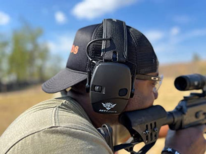 Cadre Low-Profile Electronic Sound Amplification Slim Safety Earmuff, For Range, Mowing, Construction, Work Shops, NRR 22dB