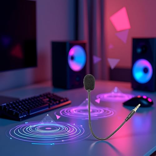 Headset Microphone 3.5mm Plug, Black Headset Microphone Adjustable 360 Degrees Bendable Jack Headphone Controller Z5a5 Combined, 3.5mm Game Gaming Mic to Mic Headsets Accessories
