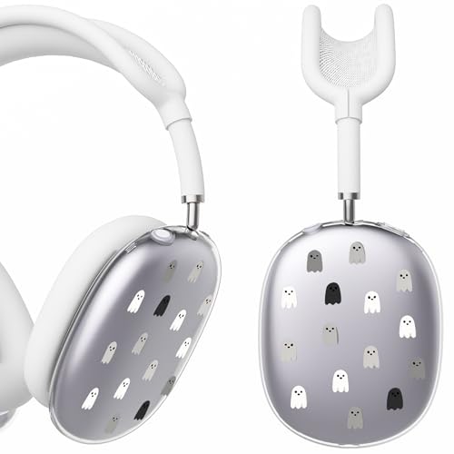 for AirPods Max Headphones Halloween Ear Covers for AirPods Max 2 | Cute Ghost Clear Ear Cups Cover | White Silicone Ear Pad Case Headband Cover for Apple AirPods Max 2/1 (2026/2024/2020) - color: Ghost D/White