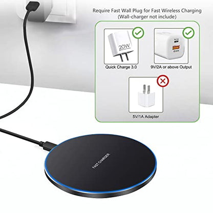 20W Fast Wireless Charger Pad,USB-C Wireless Phone Charging Station | Metal Frame Design,[20W SUPER Fast Charging] Wide Compatible with iPhone 17-11/Airpods,Samsung Galaxy/Buds,LG/Pixel -Black - color: Black