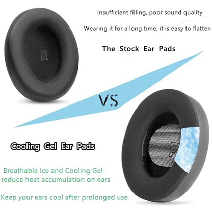 QC Ultra Ice Silk Earpads Headband Cushions for Bose QuietComfort Ultra | Cooling Gel Fabric Ear Pads Replacement Thickness Covers Noise Isolation - Black