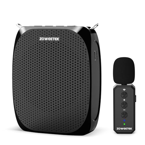 ZOWEETEK Wireless Voice Amplifier with Handheld & Lavalier Mics for Teacher | Portable Megaphone, Bluetooth Speaker, Rechargeable, for Classroom, Meeting, Group Outings, Party, Karaoke
