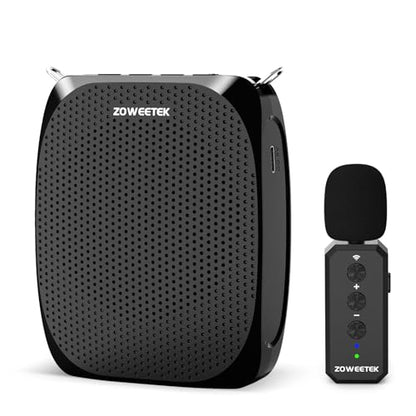 ZOWEETEK Wireless Voice Amplifier with Handheld & Lavalier Mics for Teacher | Portable Megaphone, Bluetooth Speaker, Rechargeable, for Classroom, Meeting, Group Outings, Party, Karaoke