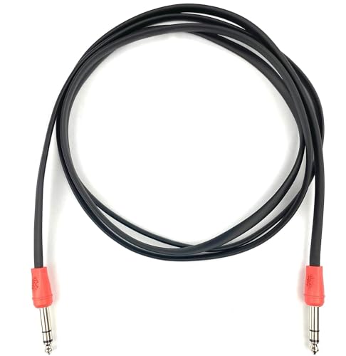 Flat Low Profile Stereo Guitar Patch Cable 6.5ft for Effects Pedals, 1/4 inch TRS Slim Straight Plugs, Red - color: Red, size: 6.5ft TRS(Straight to Straight)