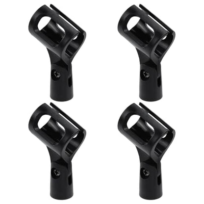 4 Pcs Microphone Clips, Knob Adjustable 180 Degrees Mic Clip Holder for Mic Stand Come with 5/8" Male to 3/8" Female Screw Adapter, Inner Diameter Range 30-50mm(Black, Square) - style: Black, Square Microphone Clip