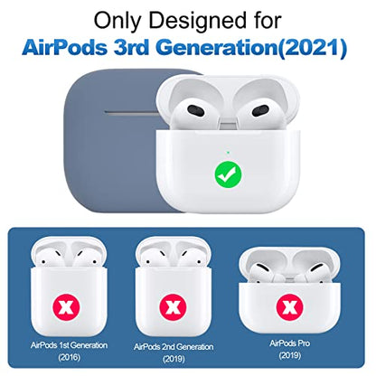 Compatible with AirPods 3 Case, Protective Silicone Cover for AirPods 3rd Generation Case 2021, Wireless Charging - Lavender Grey - color: D-Lavender Grey