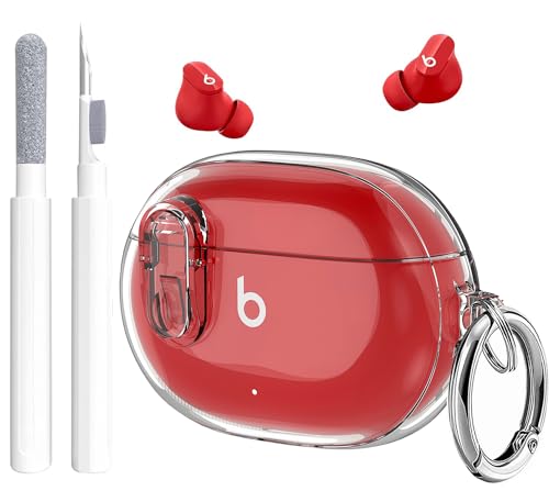 Beats Studio Buds/Studio Buds Plus Case Cover Clear 2021/2023 Men Lock Clip with Cleaner Kit, GARTOO Protective Case for Women Girls Kids Clear - color: Clear