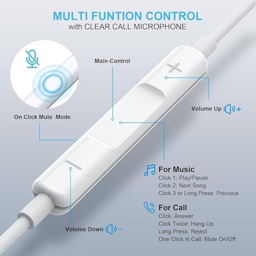 2 Pack-USB C Headphones for iPhone 17/16/15 Earbuds USB C Wired Earphones with Mic & Remote Control Noise Cancelling for 17/16/15 Plus/Air/Pro, Galaxy S25/S24/S23/S22/Ultra Note 10/20, Pixel 7/6/6a
