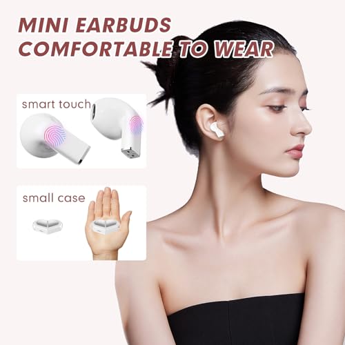 Pink Heart Wireless Earbuds for Girls Kids, Cute Small Mini Tiny Invisible Earbuds Wireless Bluetooth for Small Ears Canals Women Rose Gold Kawai Blue Tooth Ear Buds for iPhone Android - color: Black