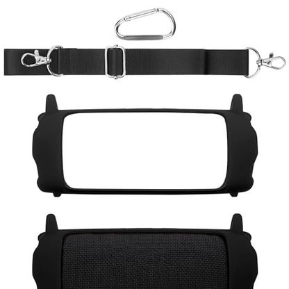 Geekria Silicone Carrying Sleeve Compatible with JBL Flip 7, Portable Speaker Case with Shoulder Strap, Shockproof Travel Cover for Outdoor, Beach, Camping (Black) - color: Black