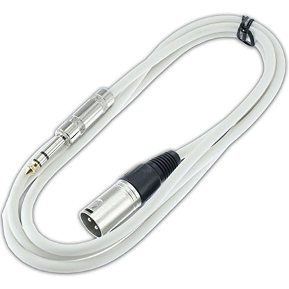 1/4" TRS to 3 Pin XLR Male Pro Audio Patch Cable Balanced and Shielded (6 Foot Feet ft Long, White) - color: White, size: 6 ft long