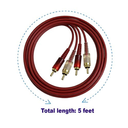 HTDYOO RCA Cables, 2 RCA Stereo Audio Cable - 5 Feet. | Gold-Plated | 2-Male to 2-Male RCA audio stereo subwoofer cable