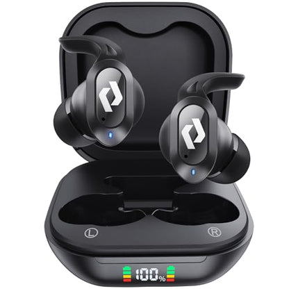 Bluetooth Earbuds Wireless Ear bud Wireless Stereo Bass Built in Microphone | Wireless Charging Case Waterproof Headphone 64H Playback LED Power Display for iPhone Android Phones Computer Sport Game Work