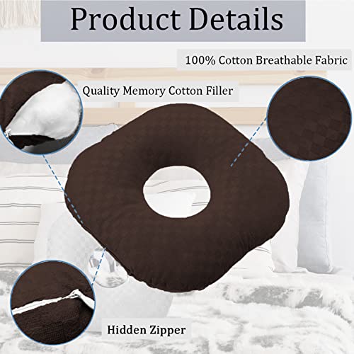 Ear Piercing Pillow with Hole for Cartilage Piercings, CNH Support - color: Dark Brown