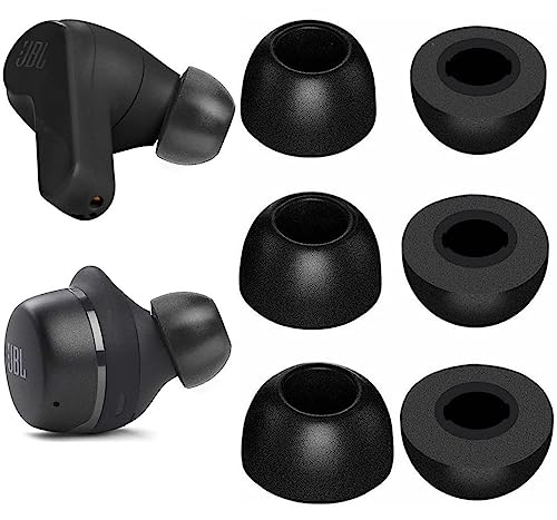 JNSA Memory Foam Ear Tips Noise Canceling Foam Tip Compatible with JBL Vibe 200TWS / Tune 130NC TWS/Free X/Live 300TWS,No Silicone Eartips Pain, Fit in Charging Case, 3 Pairs (S/M/L, Black) 214b3 - color: Foam Black