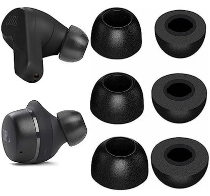JNSA Memory Foam Ear Tips Noise Canceling Foam Tip Compatible with JBL Vibe 200TWS / Tune 130NC TWS/Free X/Live 300TWS,No Silicone Eartips Pain, Fit in Charging Case, 3 Pairs (S/M/L, Black) 214b3 - color: Foam Black