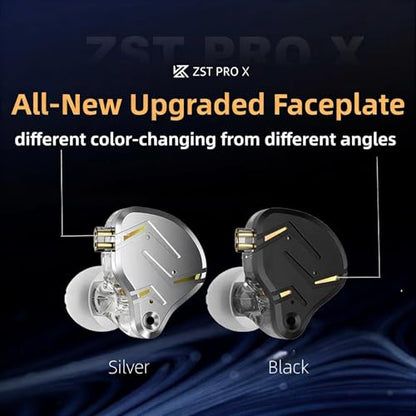 2026 Latest KZ ZST PRO X in Ear Monitor Headphones, 1BA 1DD Hybrid Driver Wired Gaming Earbuds, Deep Bass Sound Ear buds, HiFi IEM for Gaming Music Video Singer Musician Drummer (with mic, Black Gold) - color: Black Gold, style: with mic