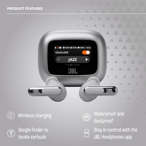 JBL Live Beam 3 - True wireless noise-cancelling stick-closed earbuds, 48Hrs total playback, Wireless Charging, 6 Mics for perfect calls, Multi-point connection, IP55 waterproof and dustproof (Silver) - color: Silver