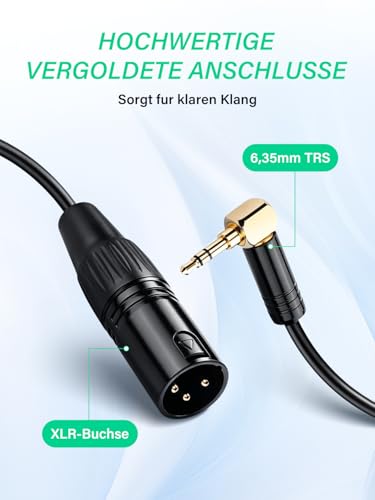 Right Angle 3.5mm TRS Male to XLR Male Balanced Audio Cable,1/8" to XLR Stereo Cable for Headphones, Microphone, Guitar (1.64FT/0.5M)