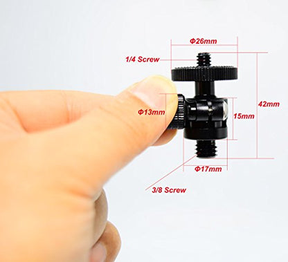 Koolehaoda Mini Ball Head 360° Swivel with 1/4" to 3/8" Adapter for Camera | Tripod Ball Head Mount CNC Aluminum Swivel Adapter for DSLR Video Light Flash Microphone Monopod 3 kg Load - size: 1/4 to 3/8 Connector