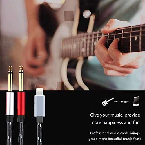 Lightning to Dual 6.35mm 1/4" TS Mono Stereo Y-Cable Splitter Lightning to Dual 1/4 inch Audio Cable Compatible for iPhone12/11/X/XS/XR/8/7/iPad,Amplifier, Speaker, Headphone, Mixing Console 3.3FT - size: 3.3 ft, style: Lightning (Dual 6.35mm cable)