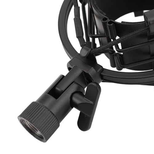 Microphone Shock Mount, Black | Universal Shockmount, 45-50mm Diameter, ABS Anti Vibration, 5/8 to 3/8 Conversion Nut, Professional Recording - color: Black