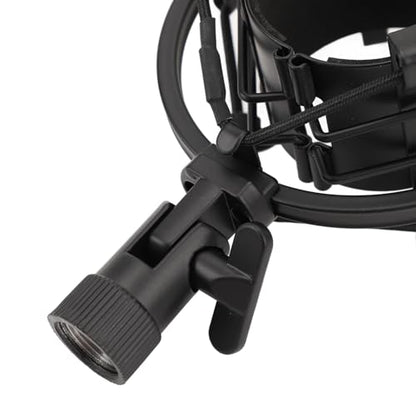 Microphone Shock Mount, Black | Universal Shockmount, 45-50mm Diameter, ABS Anti Vibration, 5/8 to 3/8 Conversion Nut, Professional Recording - color: Black
